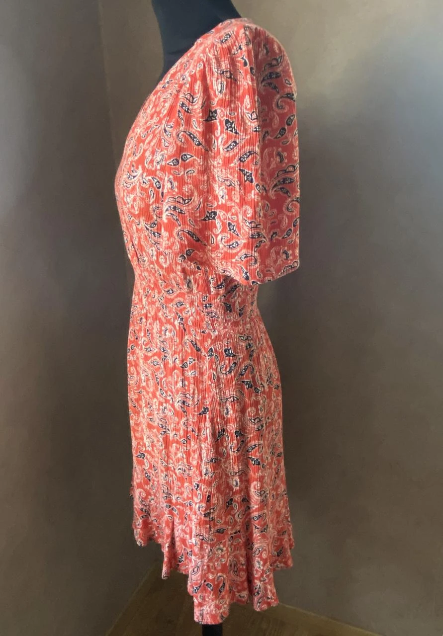 Vestido AN'GE T36 rojo con estampado de cachemira – fluido, viscosa, escote envolvente – photo 6